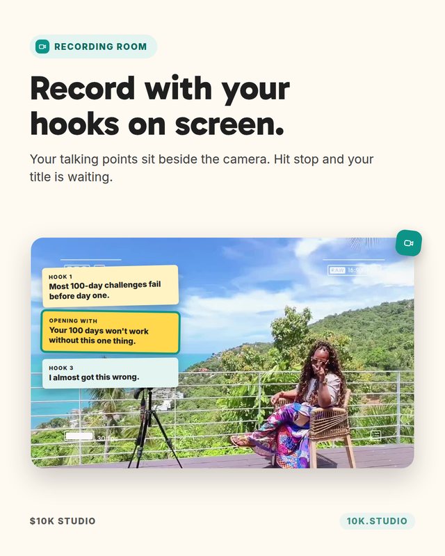 Record with your hooks on screen.