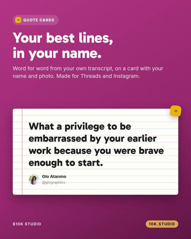 Your best lines, in your name.